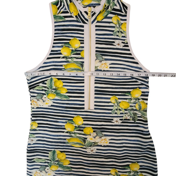 Boston Proper Lemon Racerback Chic Zip Dress Women's SZ L - Picture 6 of 11